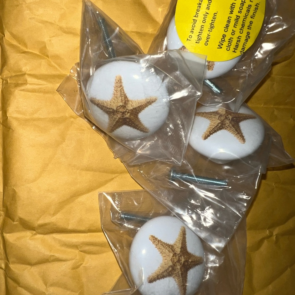 Nautical Ceramic Cabinet Starfish pull knobs - Picture 5 of 5